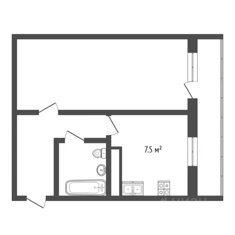 1-к кв. Тюменская область, Тюмень ул. Стартовая, 5 (35.0 м) - Фото 2