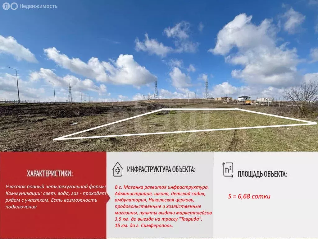 Участок в Мазанка, Ясная улица (6.68 м) - Фото 1