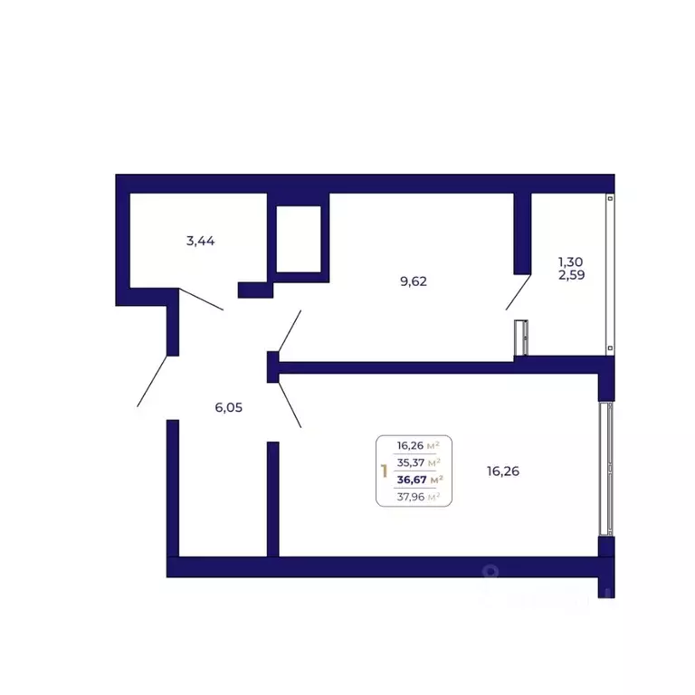 1-к кв. Башкортостан, Уфа Затон-Восточный жилрайон, Паруса жилой ... - Фото 1