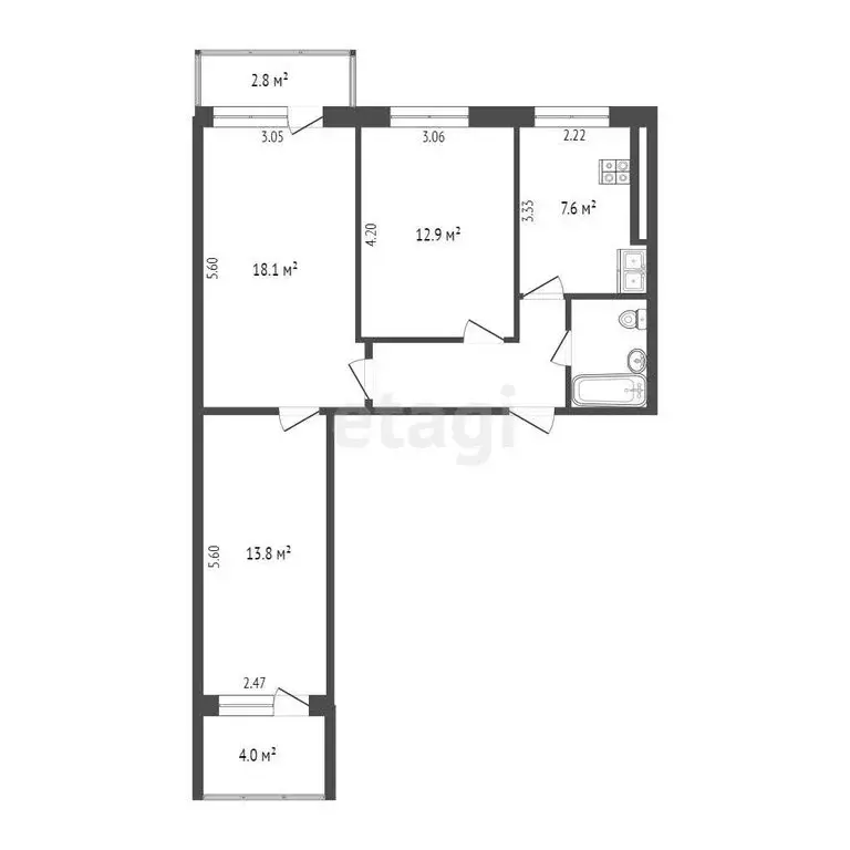 3-комнатная квартира: Самара, Владимирская улица, 44 (60.4 м) - Фото 1