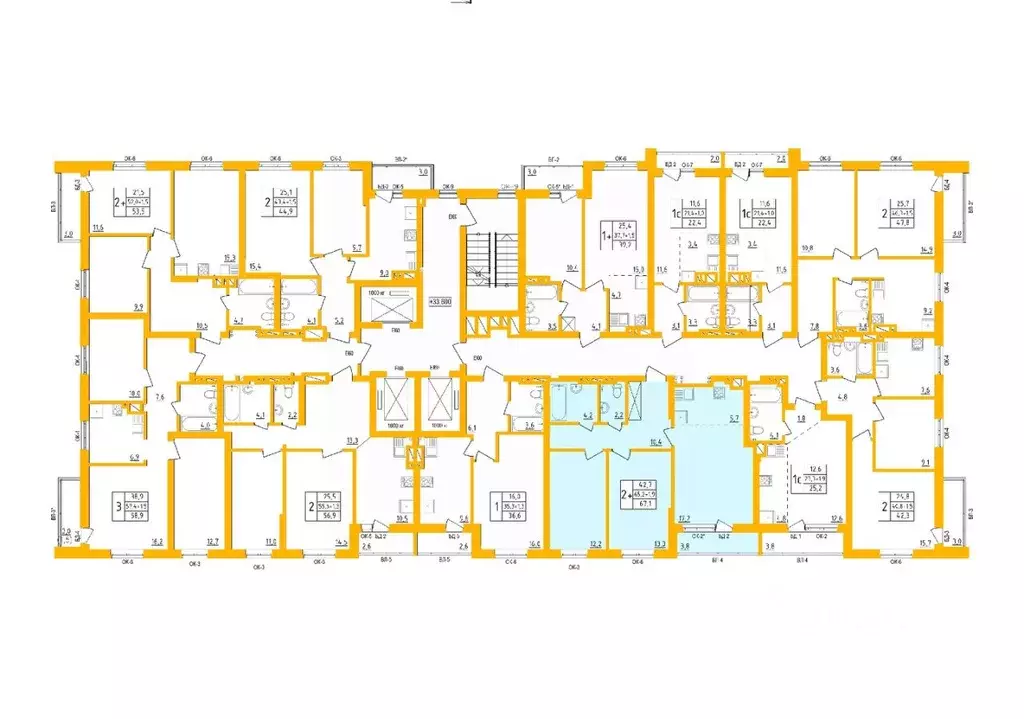 2-к кв. Башкортостан, Уфа Инорс-4Б мкр, Акварель жилой комплекс (66.7 ... - Фото 2