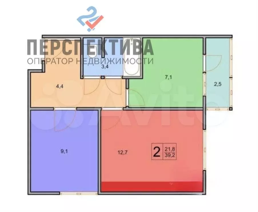 2-к. квартира, 39.2 м, 11/12 эт. - Фото 1
