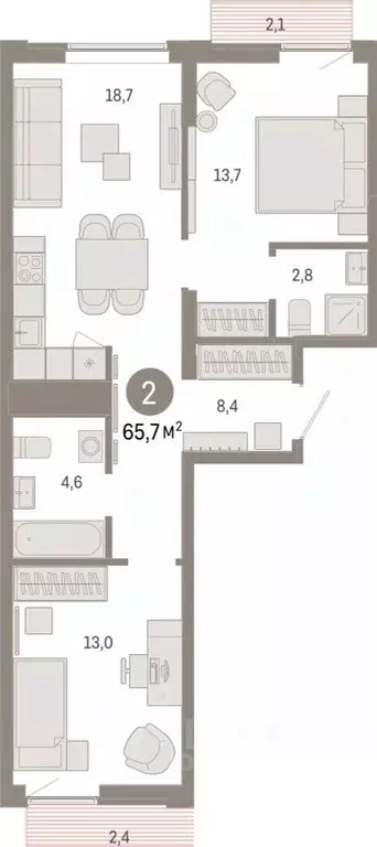 2-к кв. Свердловская область, Екатеринбург ул. Гастелло, 19А (65.73 м) - Фото 0