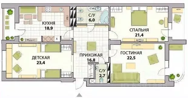 3-к кв. Тульская область, Щекино ул. Колоскова, 9 (88.4 м) - Фото 1