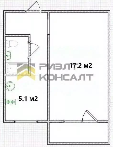 1-к кв. Омская область, Омск ул. Талалихина, 22 (30.0 м) - Фото 1