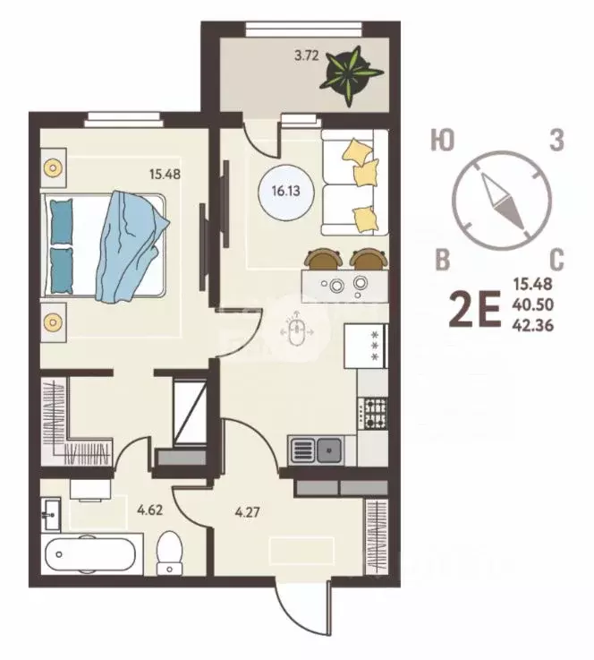 2-к кв. Липецкая область, Липецк Инстеп. Механизаторов жилой комплекс ... - Фото 2