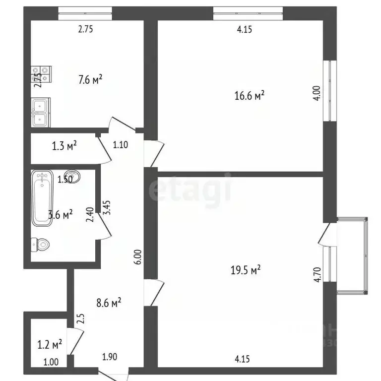 2-к кв. Мордовия, Рузаевка ул. Петрова, 20 (58.4 м) - Фото 2