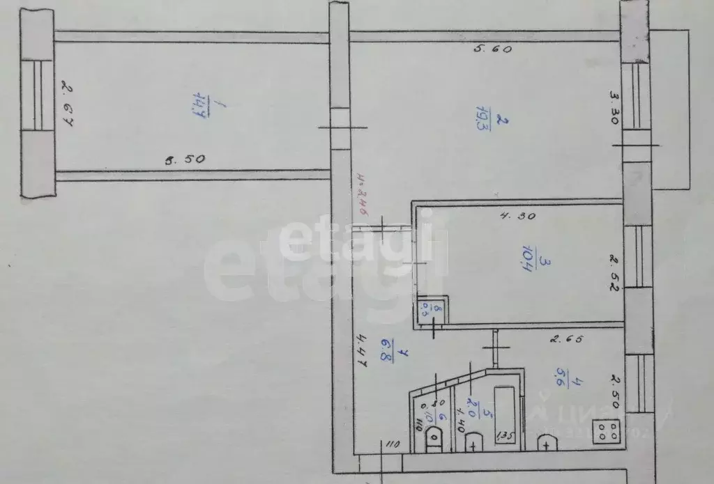 3-к кв. Курганская область, Шадринск Красноармейская ул., 68 (60.8 м) - Фото 2