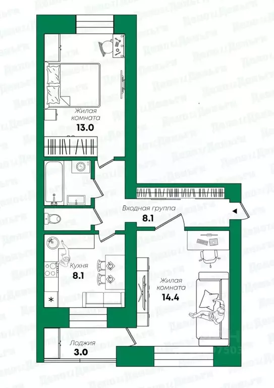 2-к кв. Кировская область, Киров Пролетарская ул., 43 (50.5 м) - Фото 2