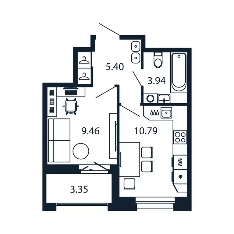 1-комнатная квартира: Новоселье, Центральная улица, 30к2 (29.1 м) - Фото 1
