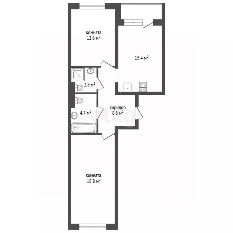 2-к кв. Свердловская область, Екатеринбург просп. Космонавтов, 11В ... - Фото 2