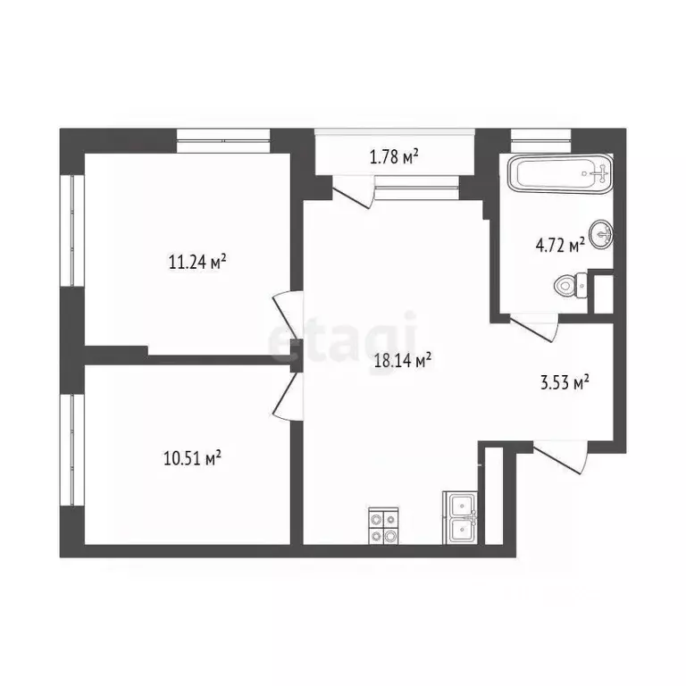 3-к кв. Тюменская область, Тюмень Полевая ул., 108 (49.92 м) - Фото 1