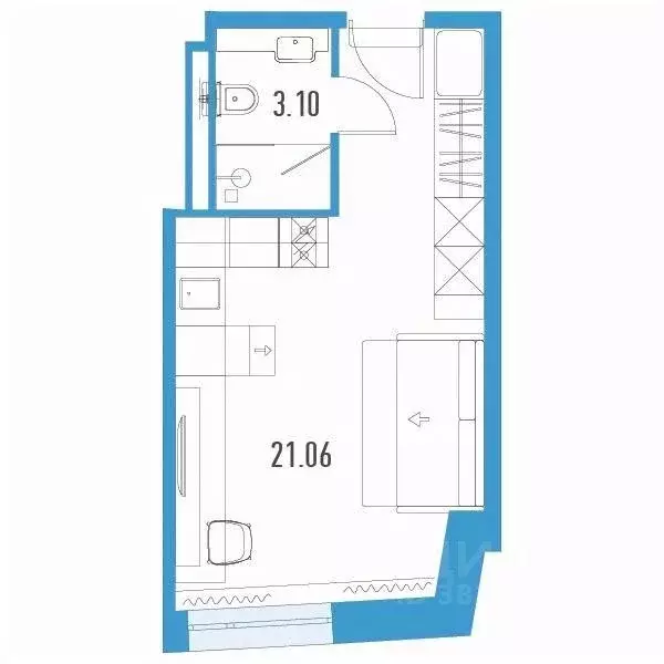 Студия Санкт-Петербург Ленинский просп., 153уч1 (24.16 м) - Фото 0