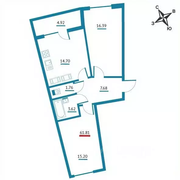 2-к кв. Ленинградская область, Мурино Всеволожский район, Левитан ... - Фото 1