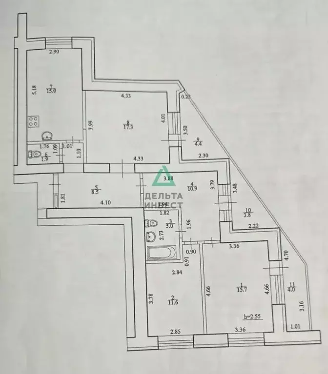 3-к кв. Башкортостан, Уфа ул. Летчиков, 20 (92.0 м) - Фото 2