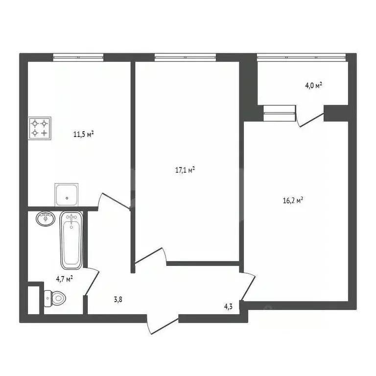 2-к кв. Башкортостан, Уфа ул. Генерала Кусимова, 18 (57.4 м) - Фото 2