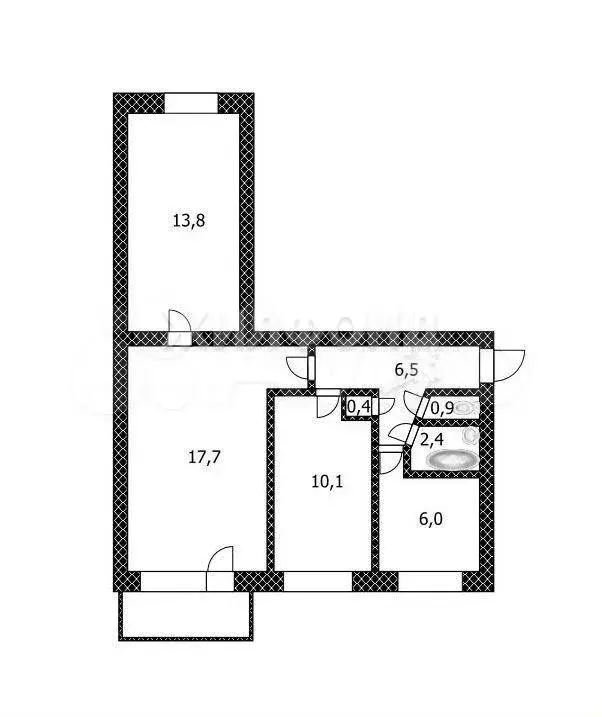 3-к. квартира, 57,8 м, 2/5 эт. - Фото 0