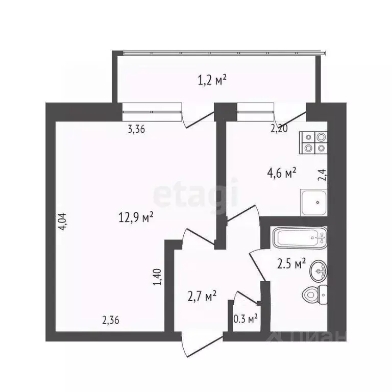 1-к кв. Крым, Саки ул. Ивановой (21.9 м) - Фото 0