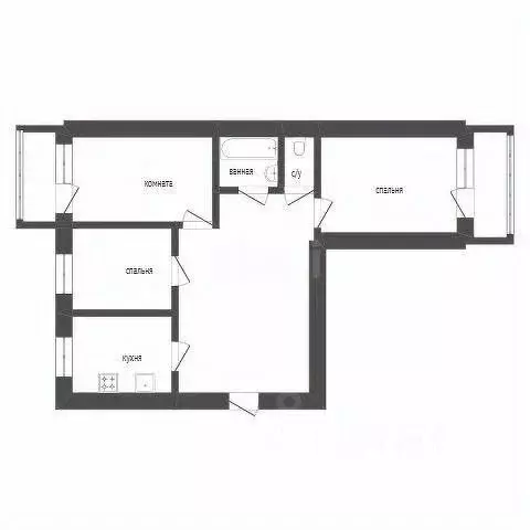 2-к кв. Курганская область, Курган Заозерный жилрайон, 1-й мкр, ул. ... - Фото 2