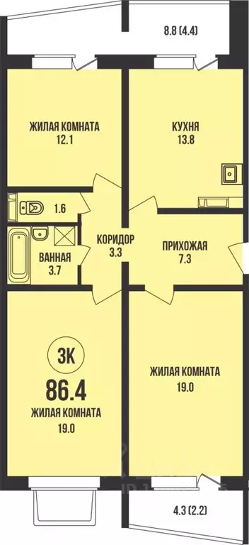 3-к кв. Новосибирская область, Новосибирск Династия жилой комплекс ... - Фото 0