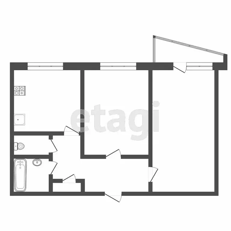 2-комнатная квартира: Тюмень, Солнечный проезд, 6 (51.1 м) - Фото 1