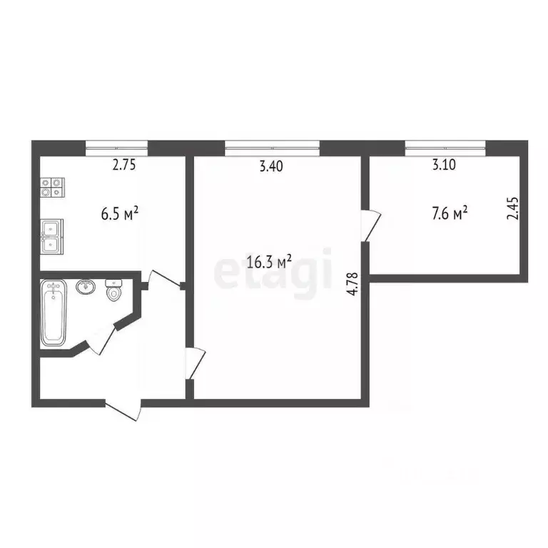 1-к кв. Ханты-Мансийский АО, Сургут ул. Пушкина, 29 (36.8 м) - Фото 1