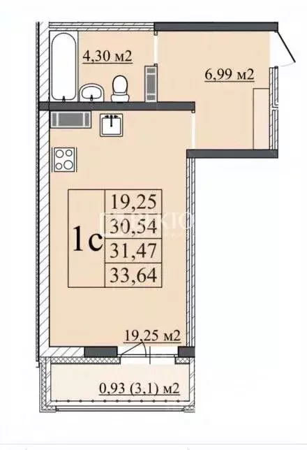 Студия Ярославская область, Ярославль ул. Старая Костромская, 6 (31.47 ... - Фото 2
