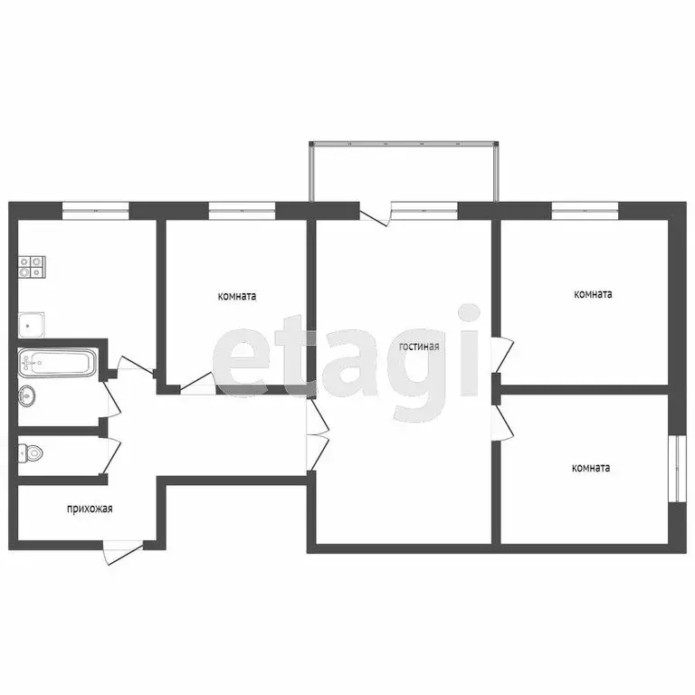 4-комнатная квартира: Тверь, Садовый переулок, 20 (64 м) - Фото 0