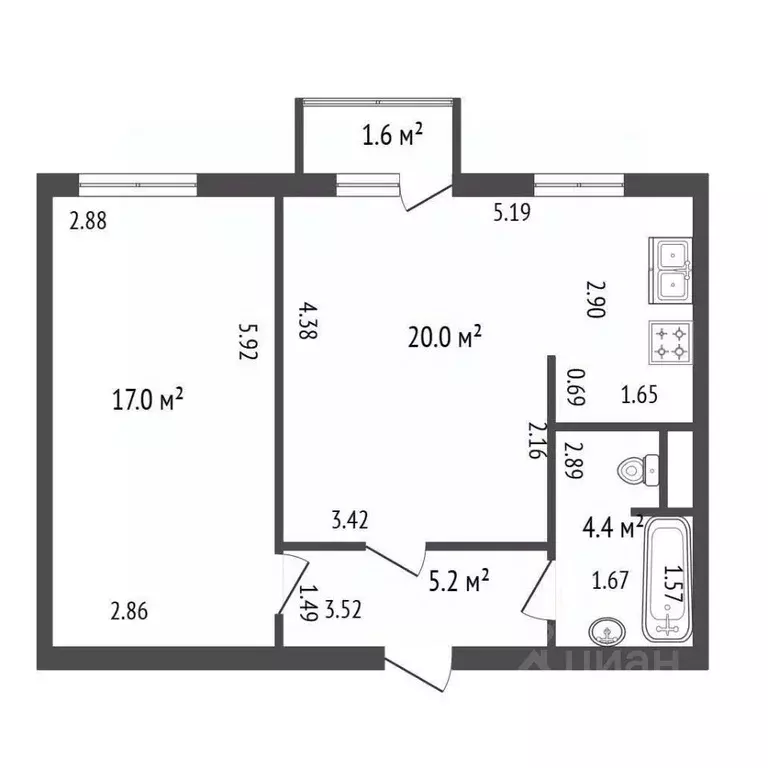 1-к кв. Санкт-Петербург ул. Фрунзе, 5 (46.6 м) - Фото 1