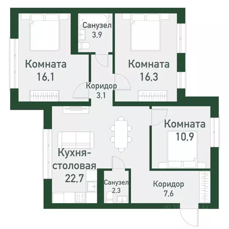 3-к кв. Челябинская область, Челябинский городской округ, пос. ... - Фото 0