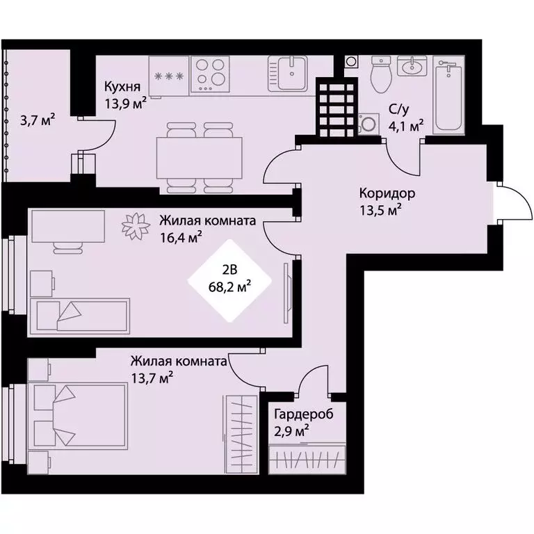 2-комнатная квартира: Екатеринбург, проспект Космонавтов, 108/4 (66.3 ... - Фото 1