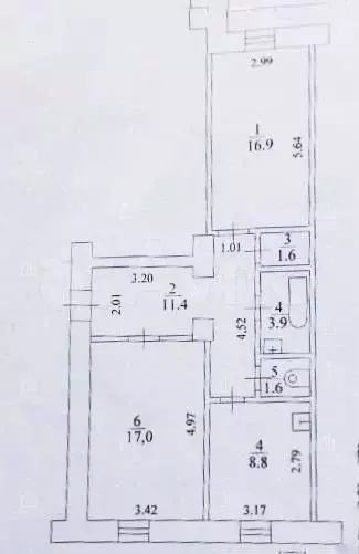 2-к. квартира, 61,2 м, 1/3 эт. - Фото 0