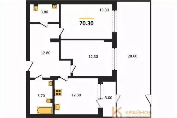 2-к кв. Воронежская область, Воронеж бул. Содружества, 1 (70.3 м) - Фото 0