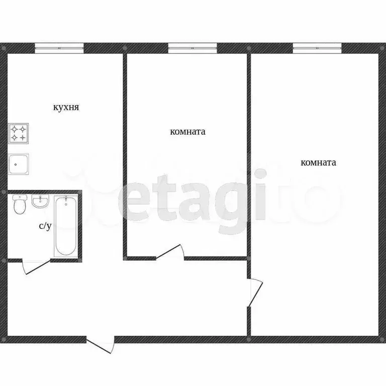 2-к. квартира, 43,5 м, 9/12 эт. - Фото 0