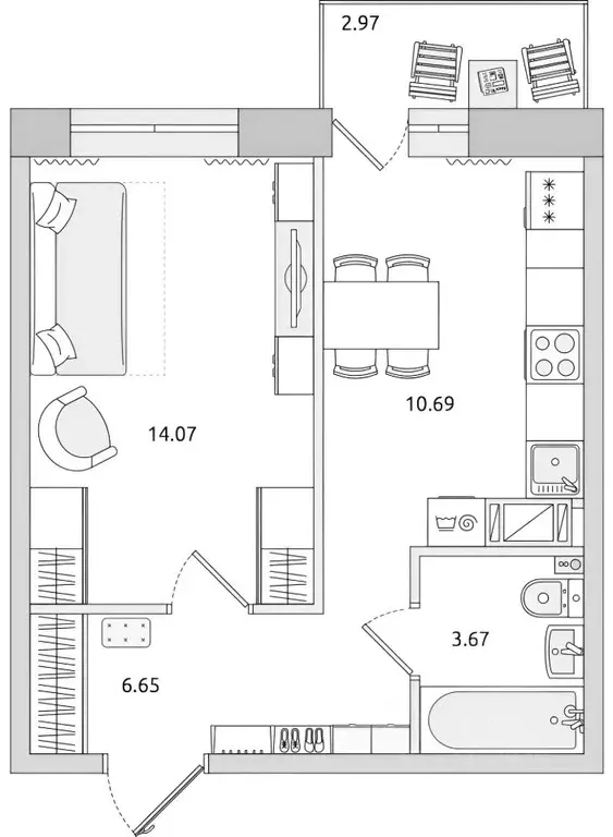 1-к кв. Санкт-Петербург Пулковское ш., 42к6 (40.0 м) - Фото 2