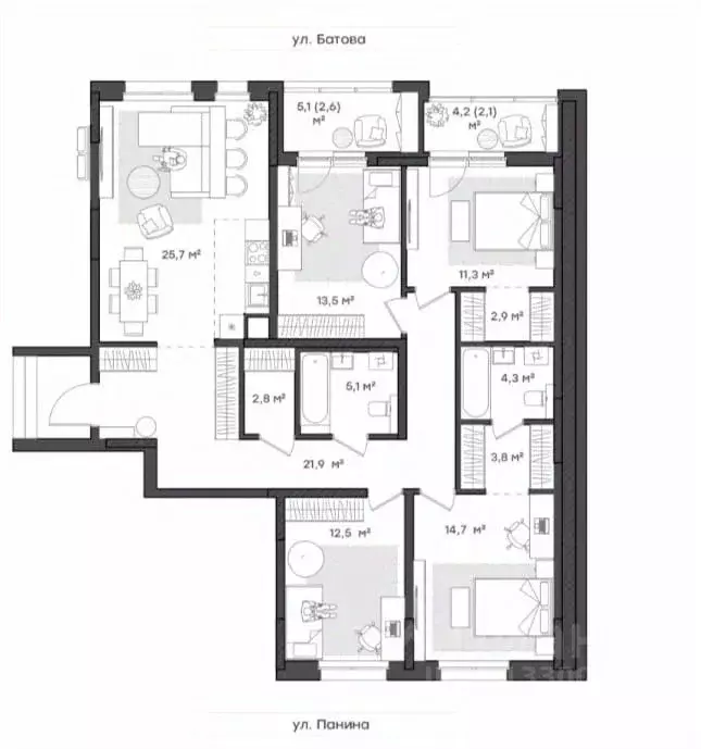 4-к кв. Ярославская область, Ярославль Тутаевское ш., 93Б (123.2 м) - Фото 1