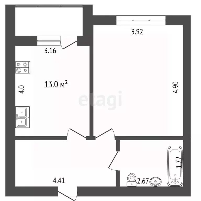 1-к кв. Калининградская область, Калининград Шахматная ул., 2Б (46.5 ... - Фото 2