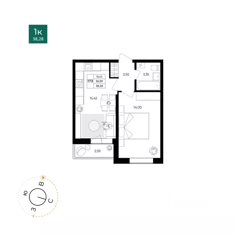 1-к кв. Ярославская область, Ярославль Северный жилрайон, 15-й мкр, 1 ... - Фото 1