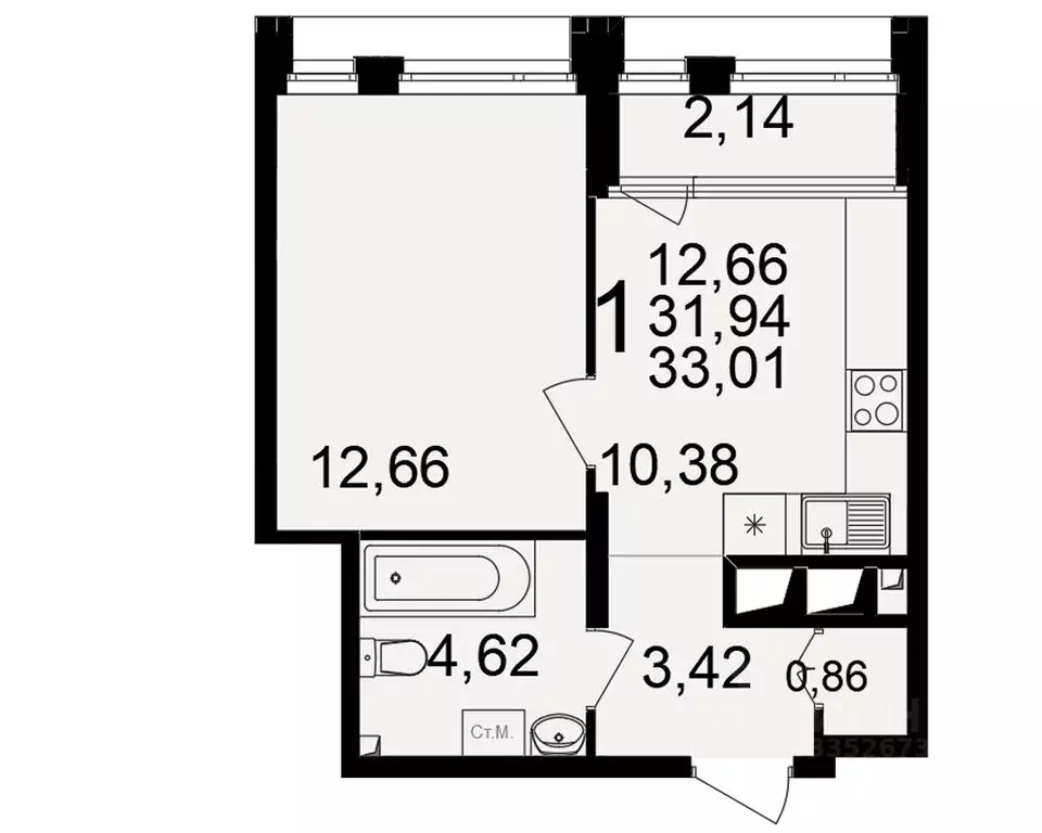 1-к кв. Рязанская область, Рязань ул. Ленинского Комсомола (31.94 м) - Фото 1