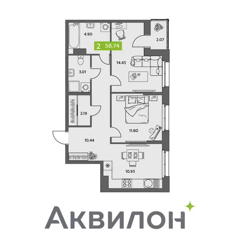 2-к кв. Архангельская область, Северодвинск Аквилон Север жилой ... - Фото 0