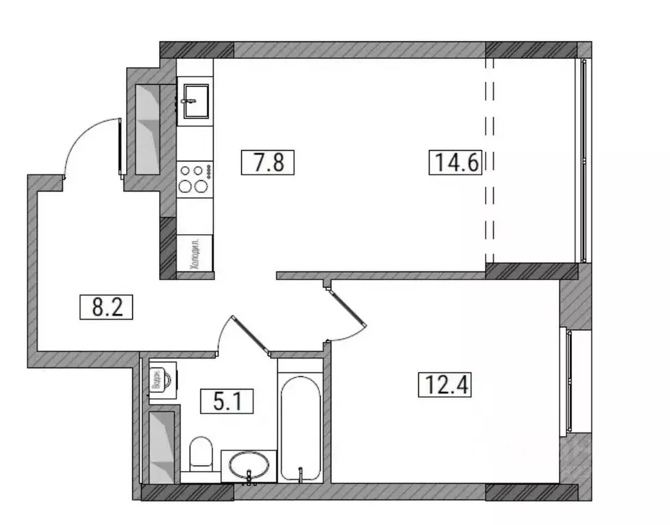 2-к кв. Кировская область, Киров Мелькомбинатовский проезд, 3 (48.5 м) - Фото 1