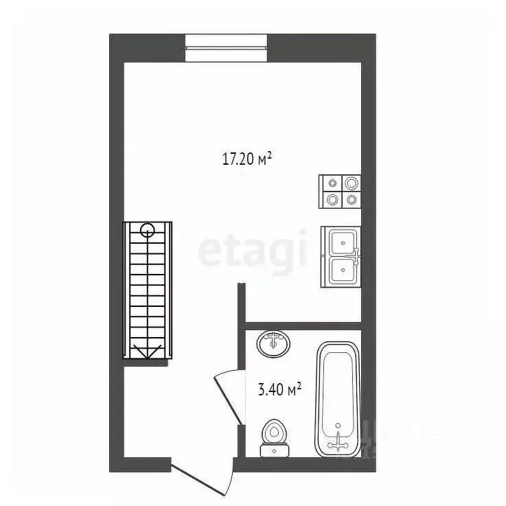 Студия Санкт-Петербург Серебристый бул., 18К1 (28.4 м) - Фото 1