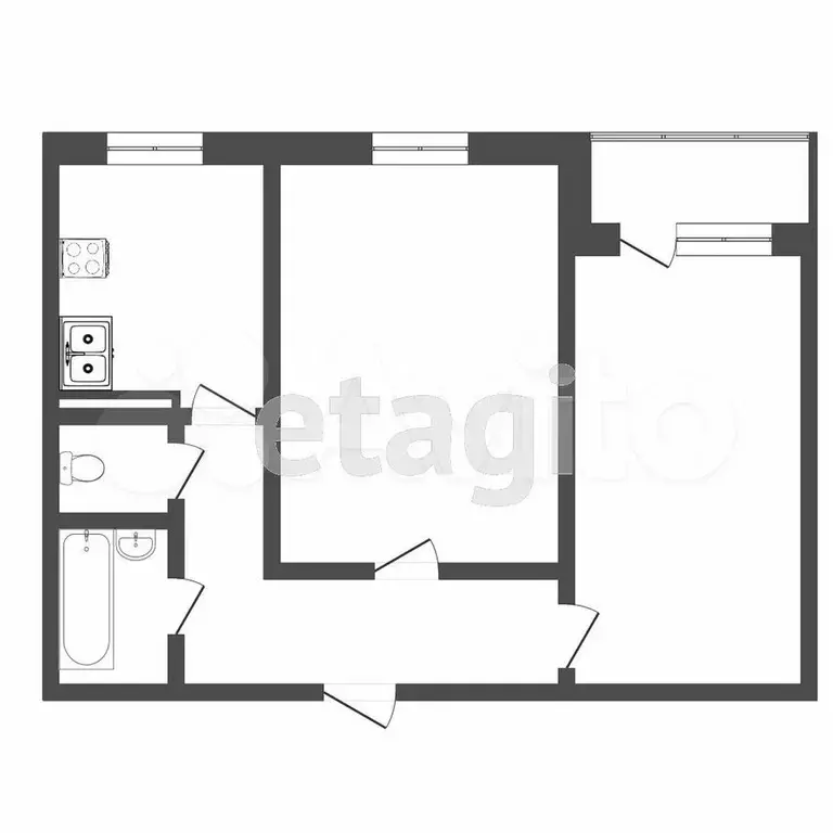 2-к. квартира, 50,4 м, 1/9 эт. - Фото 0