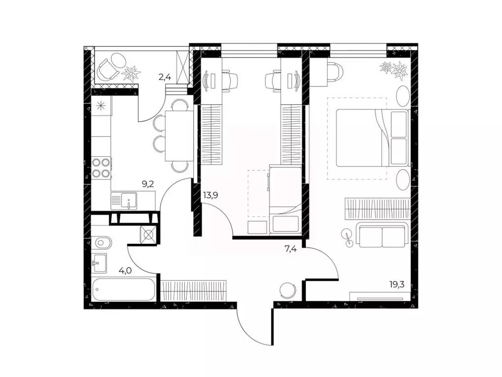 2-к кв. Ростовская область, Ростов-на-Дону Театральный просп. (55.0 м) - Фото 2