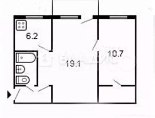 2-к. квартира, 45,3 м, 5/5 эт. - Фото 0