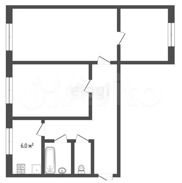 3-к. квартира, 58 м, 5/5 эт. - Фото 0