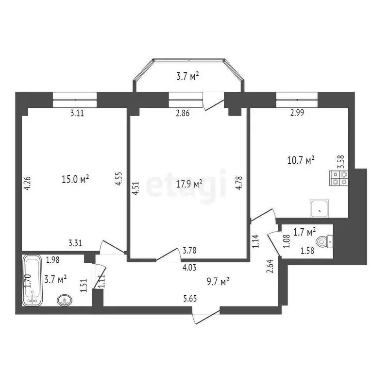 2-комнатная квартира: Батайск, Коммунистическая улица, 195Б (62 м) - Фото 0