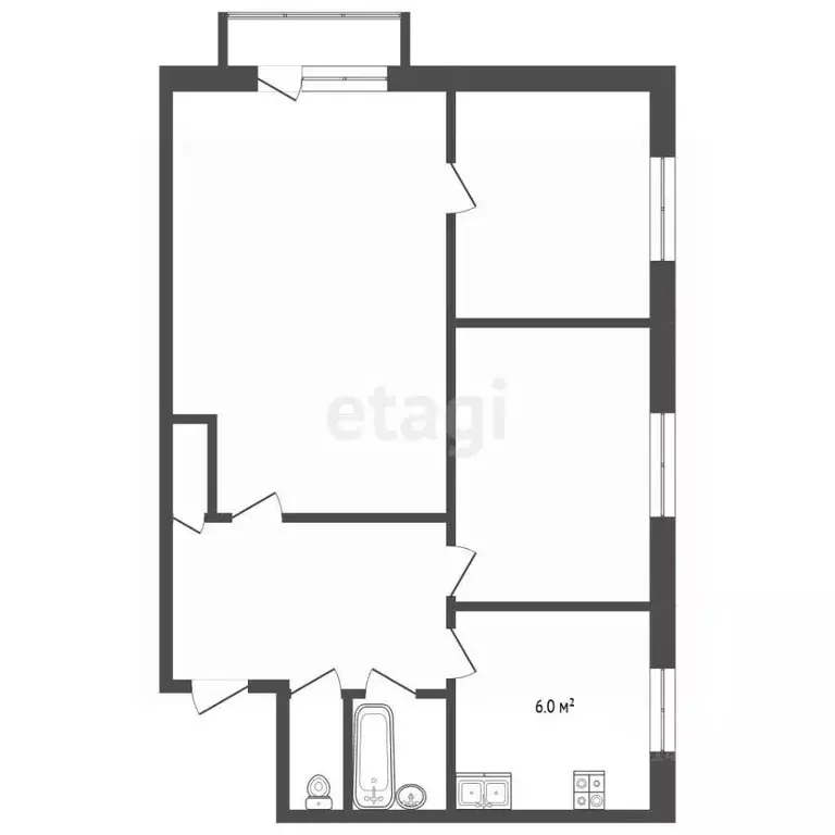 3-к кв. Владимирская область, Гусь-Хрустальный ул. Менделеева, 23 ... - Фото 2