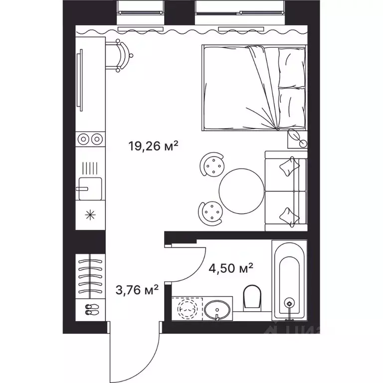 Студия Владимирская область, Киржач ул. Свердлова, 10А (27.5 м) - Фото 1