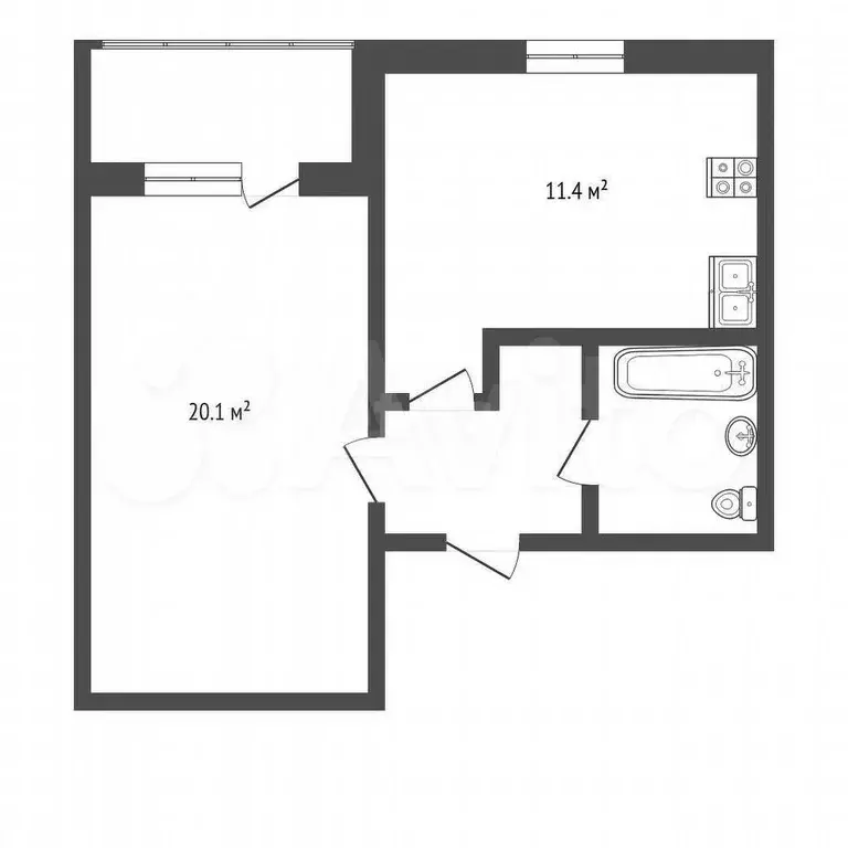 1-к. квартира, 31,5 м, 2/3 эт. - Фото 1